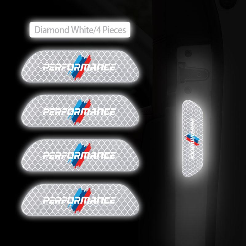 4Pcs Car Reflective Sticker Night Safety Warning Sign Shine Tape For BMW G80 G06 G07 G42 G14 G15 G16 F82 F20 X5 Auto Accessories Cyfp80