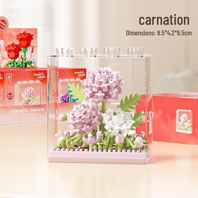 Champagne Rose Potted Plant Model - Dream Flower Box Building Blocks Toy Gift (2025 Edition)