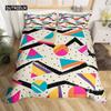 Psychedelic 3D Geometric Duvet Cover Microfiber Colorful Pop Abstract Art Comforter Cover Retro 80s Style Bedding Set Queen Size