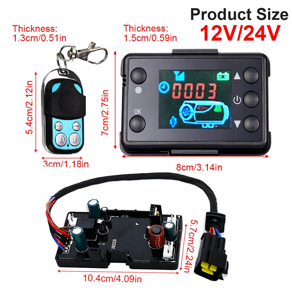 12V LCD Dieselheizungs-Controller Monitor + 4-Tasten Fernbedienungs-Kit - Auto/LKW/Wohnmobil Standluftheizungssystem Schalter & Digital