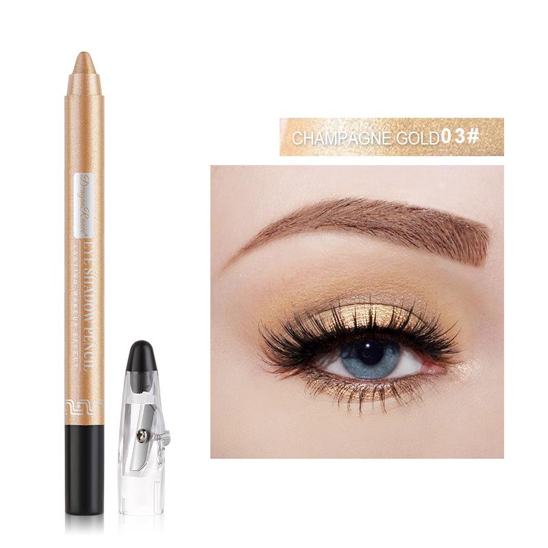 DragonRanee 12-Color Pearlescent Eyeshadow & Lipstick Pencil - Non-Smudging, Sharpenable, Fine Glitter Foam Pen
