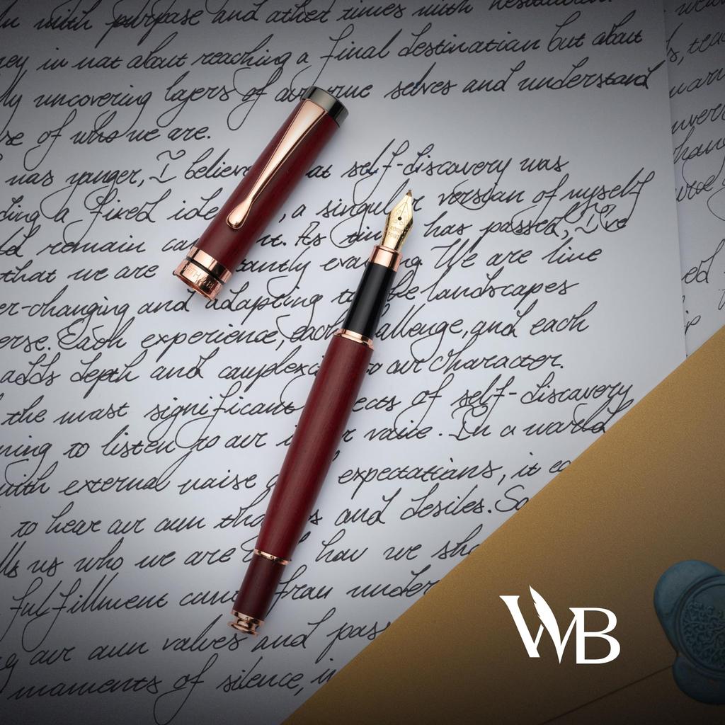 Wordsworth Schwarzer Kalligraphie-Stift Geschenk enthält Tinte 6 Tinten Tinte 6 Ersatz Premium-Bambus Journaling Sanftes Schreibgefühl & Set, Flasche,