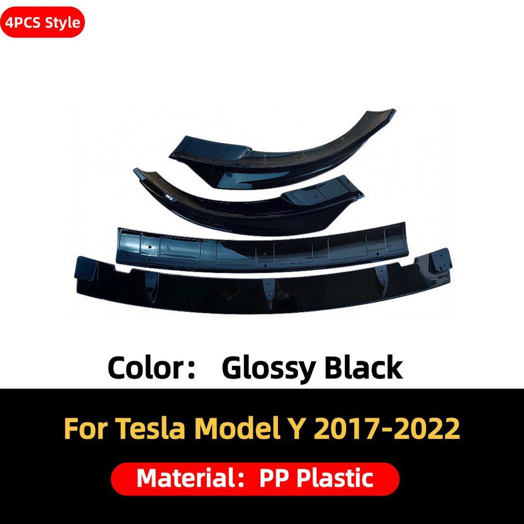 17-22 Tesla Model Y Front Lip Bumper Kit: 4-Section Decorative Accessory