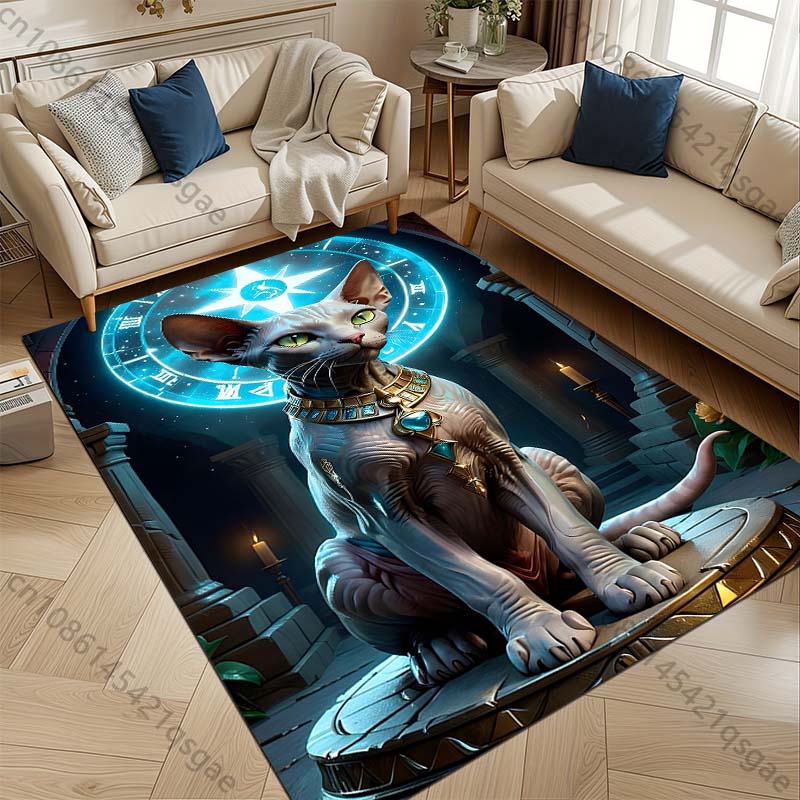 1PC Egyptian Black Cat Pattern Rug Carpets Bedroom Living Room Bathroom Mat Creative Door Mat Cloakroom Home Decor Area Rug