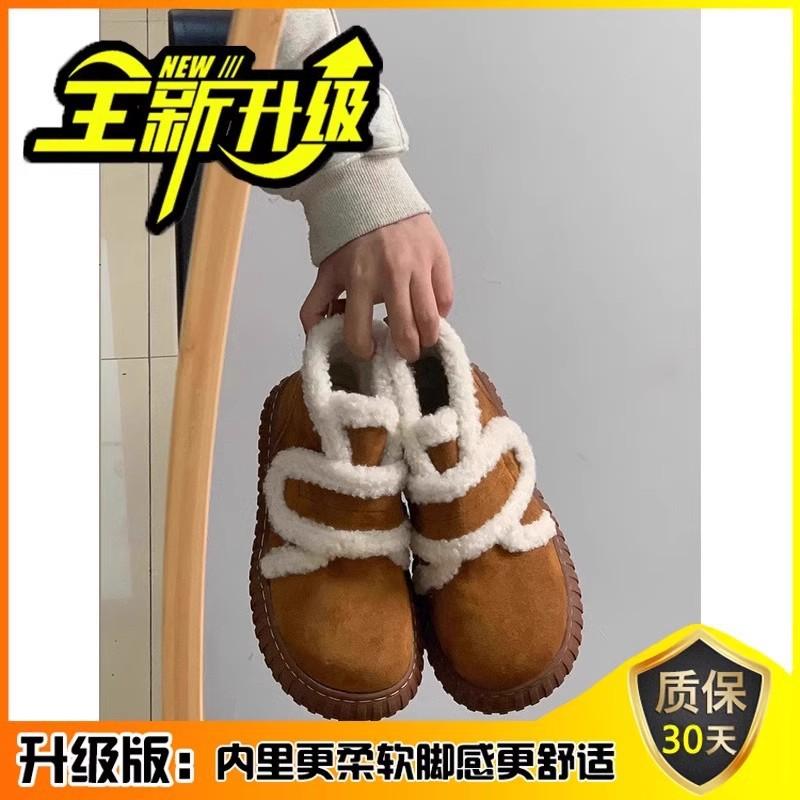 Platform-soled fashionable versatile casual snow boots women's winter 2025 piled and thickened Velcro Mao Mao cotton shoes