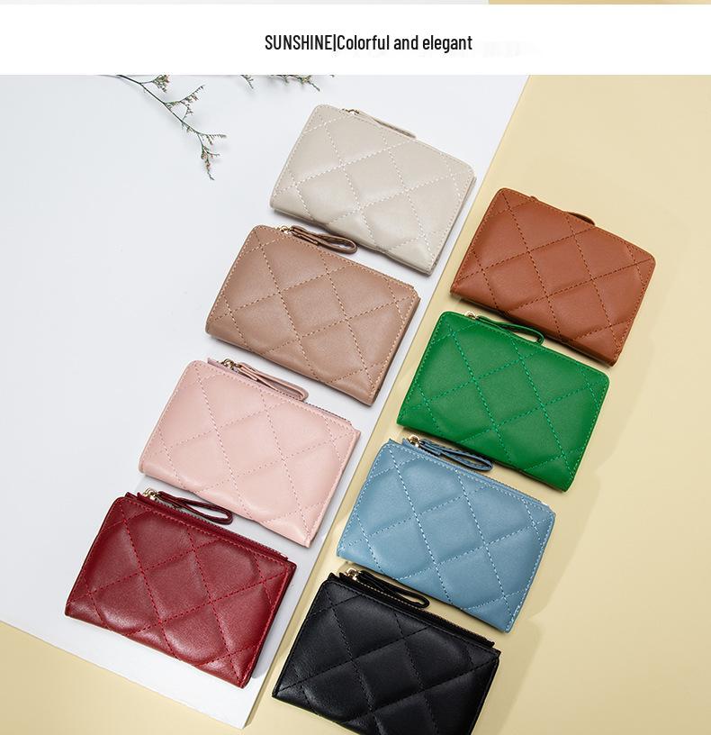 Women's Multifunctional Large Capacity Wallet - Solid Color, Small Diamond Design, Multi-Color Card Holder & Coin Purse for Autumn/Winter