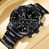 Men's Multi-Function Chronograph Watch with Stainless Steel Bracelet, 3 ATM Water Resistance, Date Display, Stylish and Simple Quartz Movement,