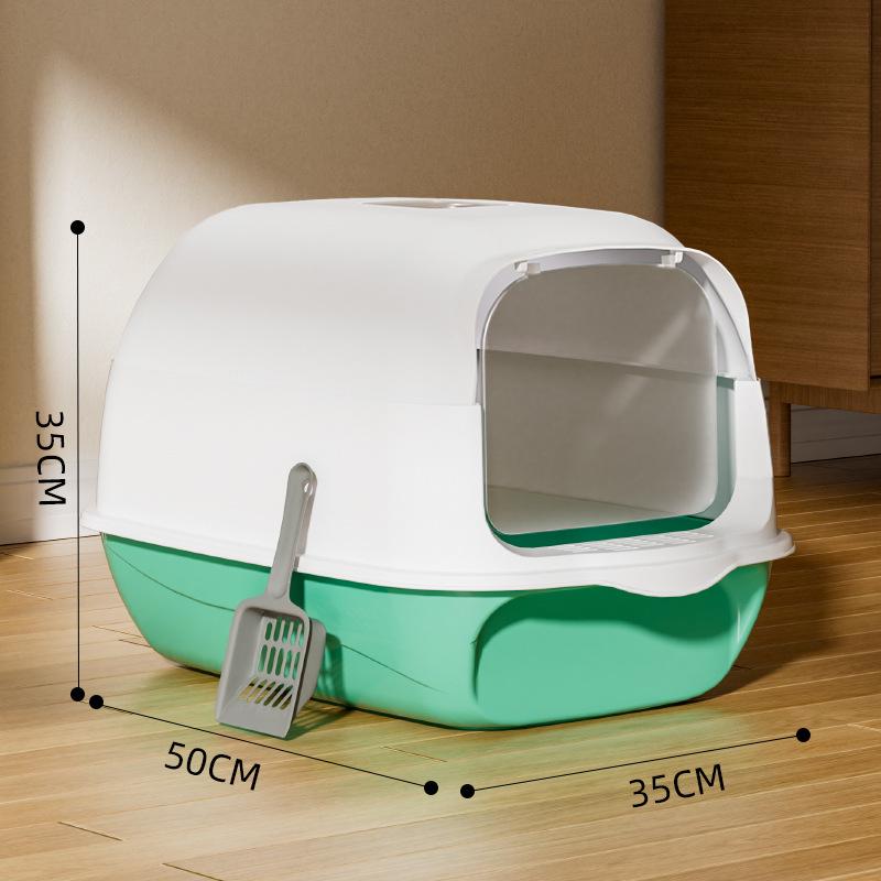 Caja de Arena para Gatos Extra Grande a Prueba de Olores Cerrada con Bandeja Anti-Salpicaduras Removible