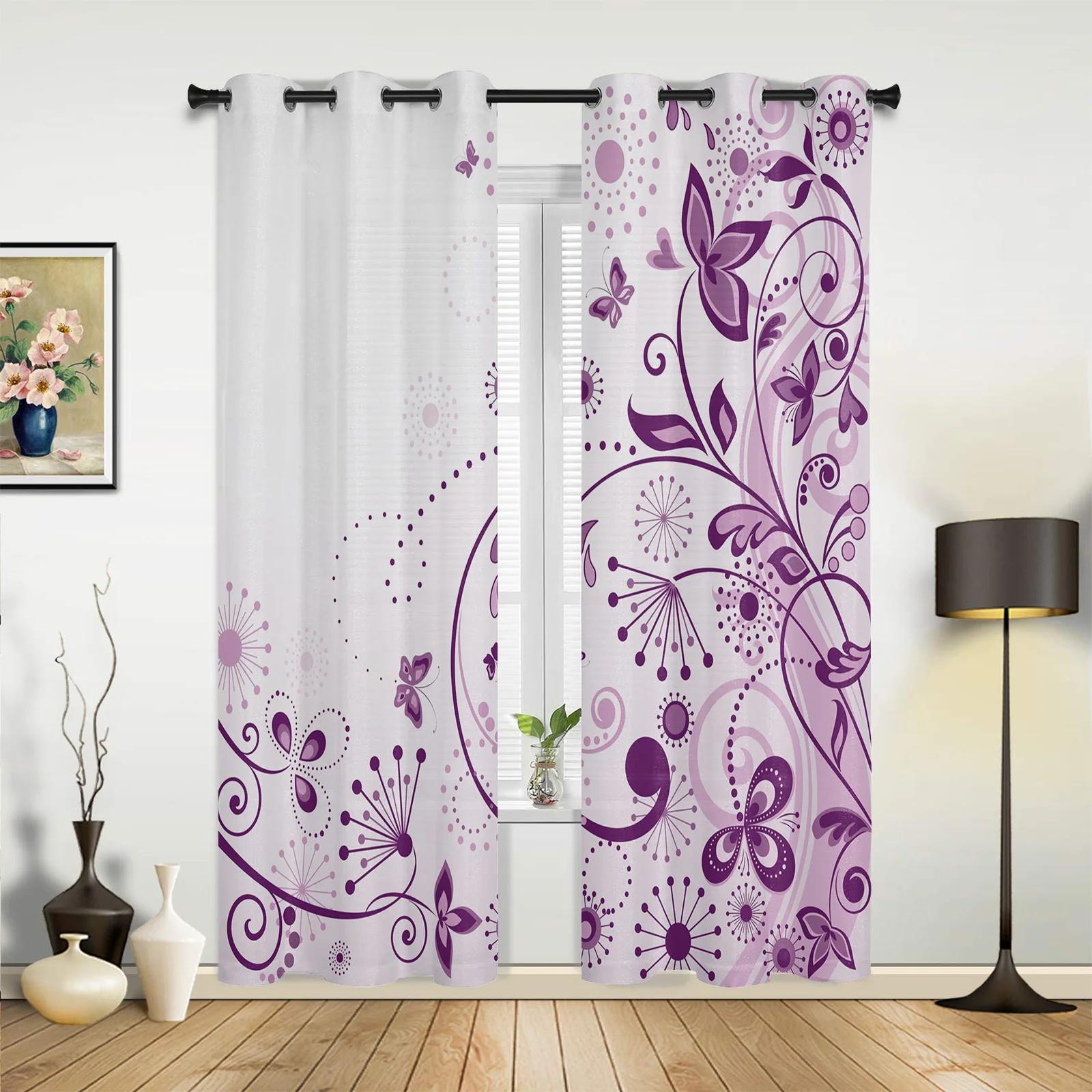 

Фиолетовый цветок глицинии белые шторы для спальни гостиной шторы кухни детской комнаты оконные шторы современный домашний декор 135W x 185H(cm) x2