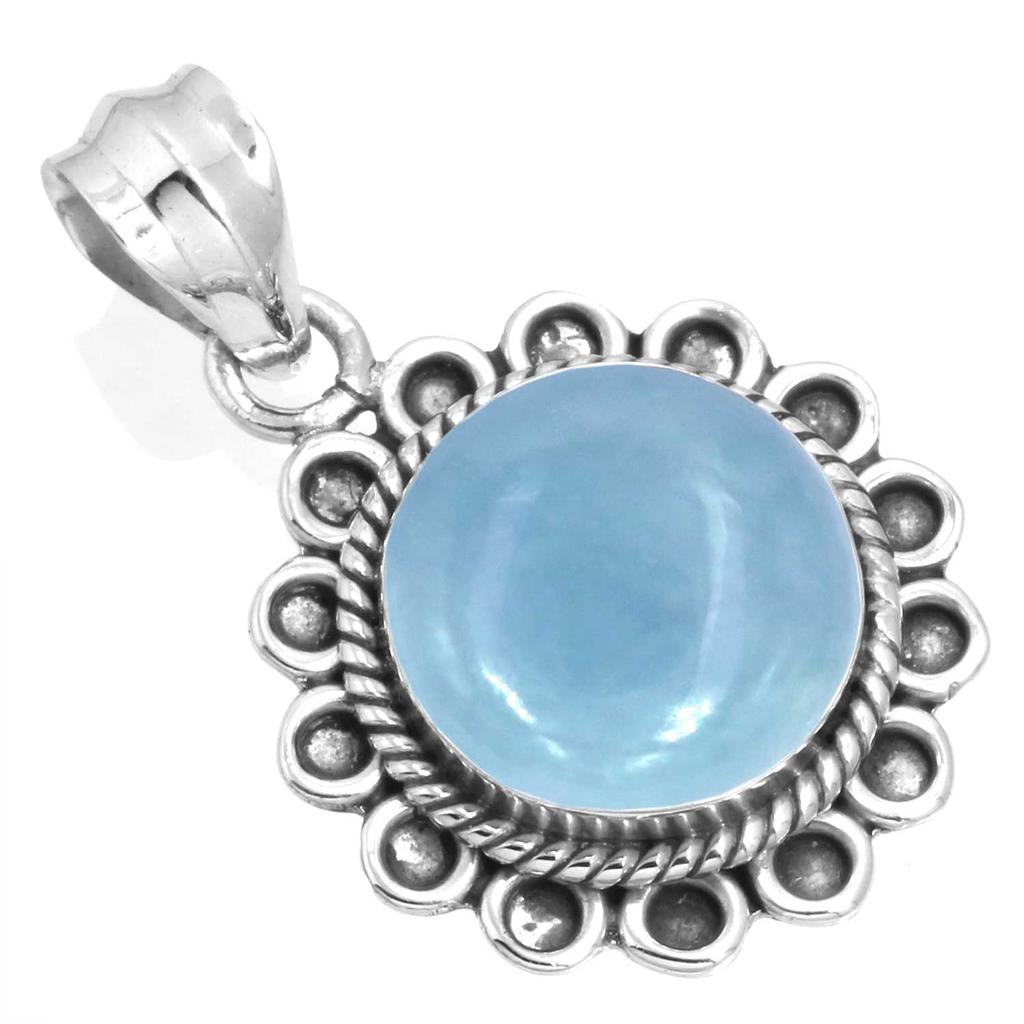925 Sterling Silver Pendant Women Gemstone Handmade Jewelry New Year Gift Amazonite Angelite Blue Opal Botswana Agate Mohave Azurite Chrysocolla Boho