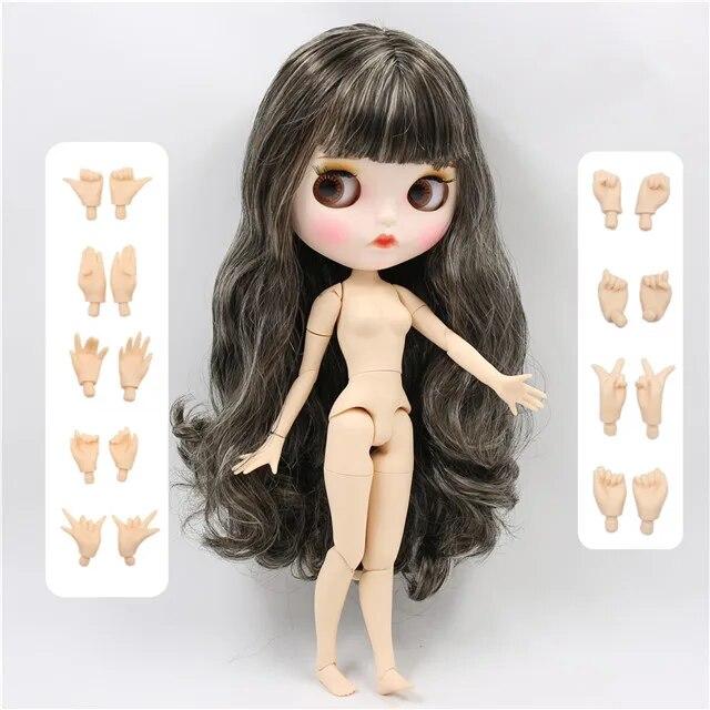 

ICY DBS Blyth Doll Joint Body Black Mix Светлые волосы Белая кожа Матовое лицо Супер черная кожа блестящее лицо 30 см ИГРУШКА Аниме 30cm