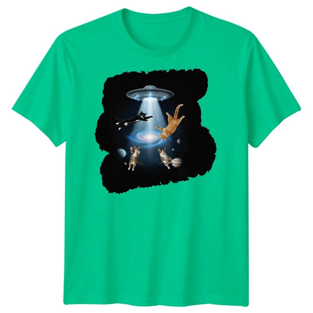 SciFi Alien Abduction Cats Ufo Unisexs TShirt Space Galaxy Graphic