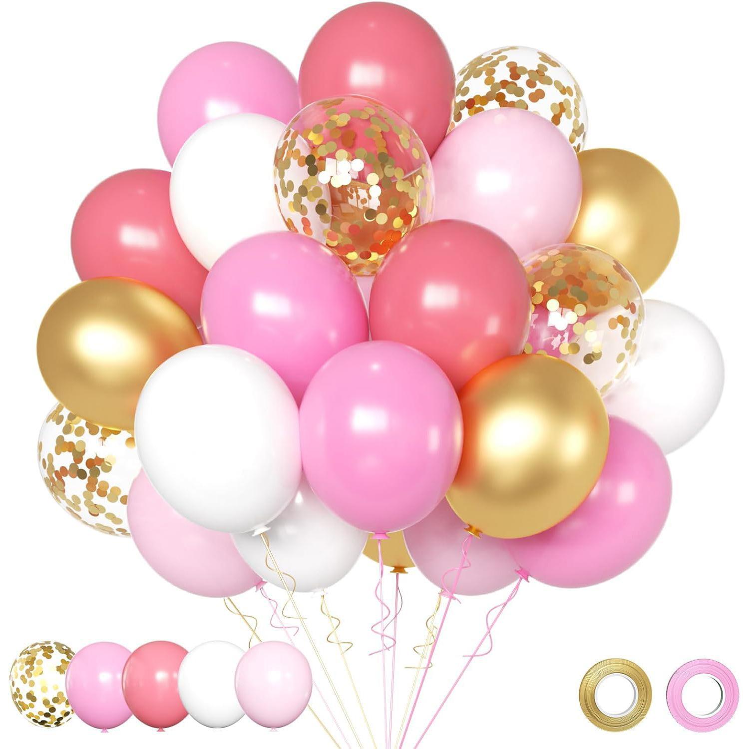 

Milk Coffee Sequined Latex Balloon Set Wedding Decoration Birthday Party Arrangement Balloon 30pcs pink set with free ribbon