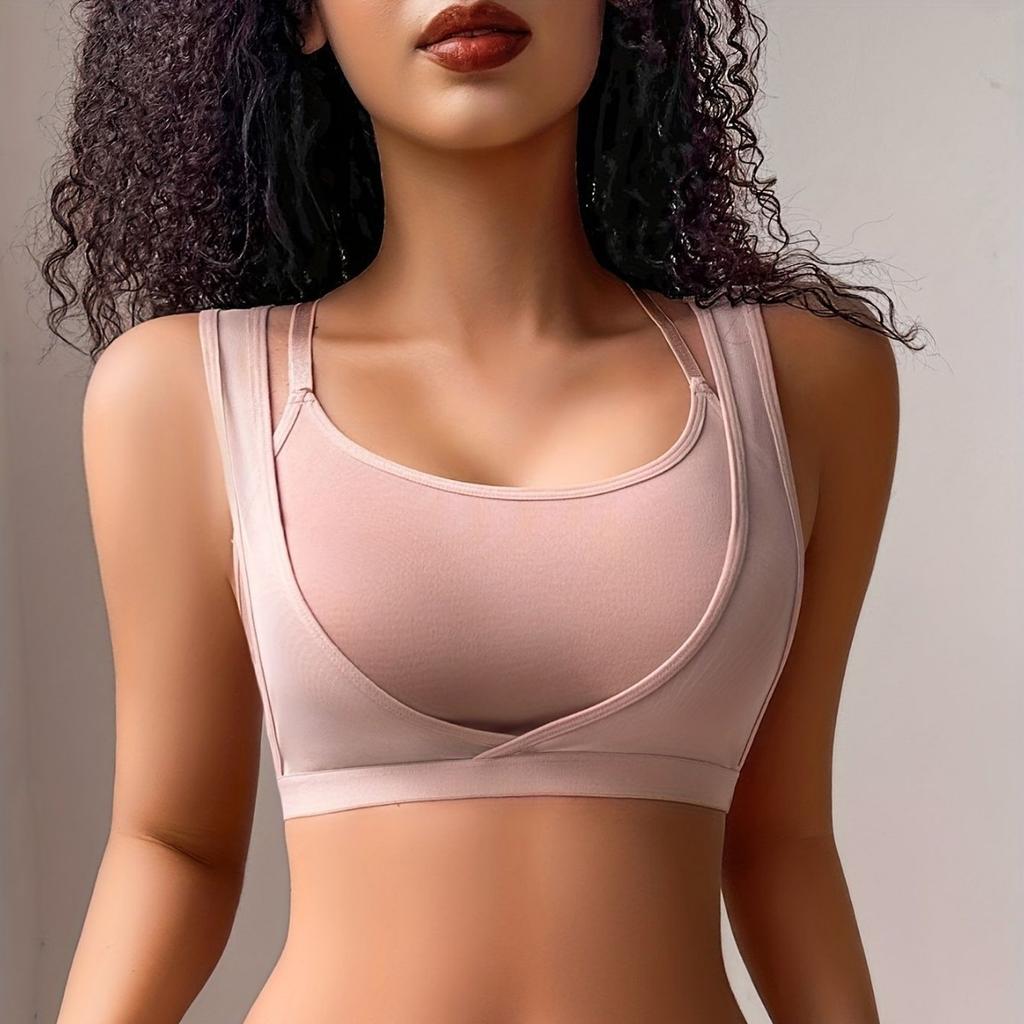 Sports Yoga Beauty‑Back Bra Comfortable Thin Breathable No‑Pad Lingerie with Side‑Fat Containment