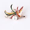 Peacock Pearl Brooch Enamel Drop Oil Animal Phoenix Design Long-lasting Color Exquisite Hypoallergenic Corsage Accessory