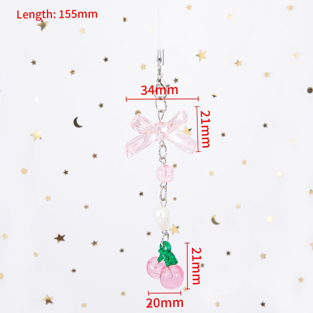 1Pc Phone Charm Pendant Cute Kawaii Pink Bowknot Keychain Bag Phone Strap Girl Cellphone Lanyard Keyring Birthday Jewelry DIY