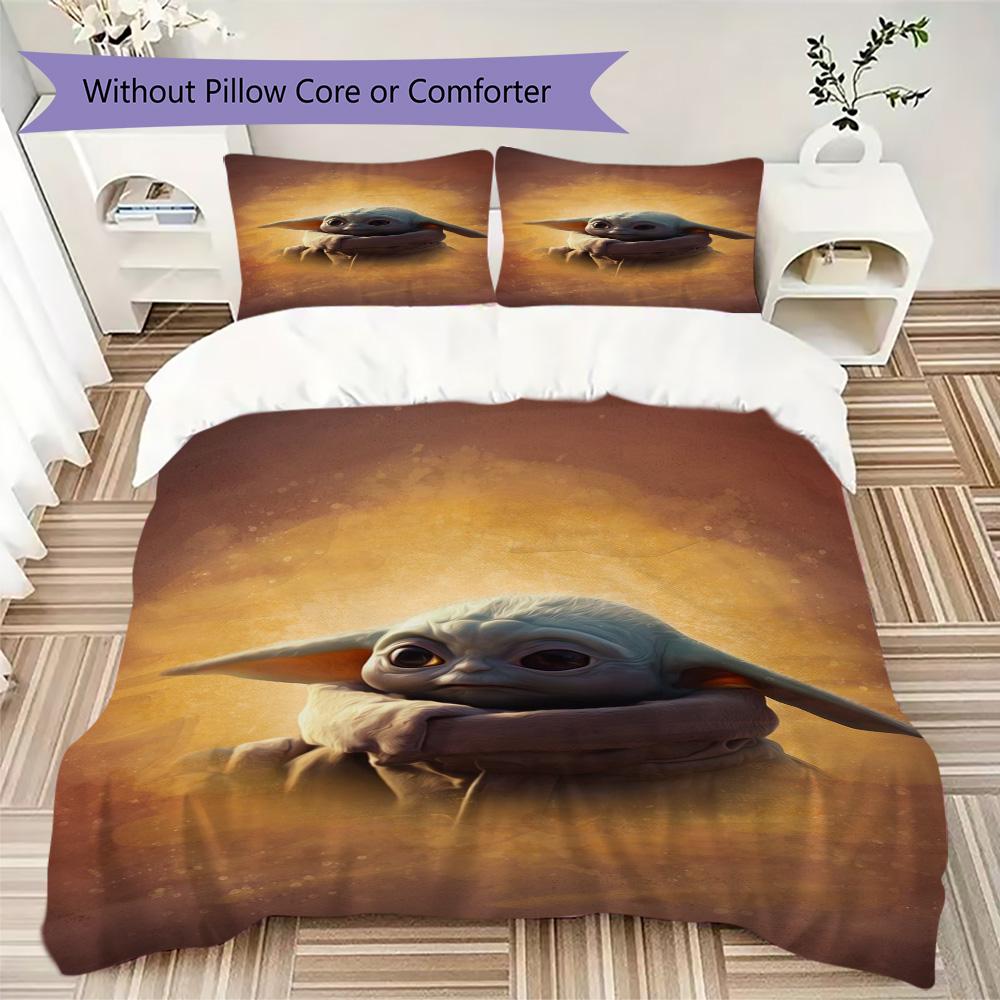 Grogu Butterflies Threepiece Set 1 Duvet Cover 2 Pillowcase Without Core Without Core Christmas Birthday Gift Soft And Comfortable