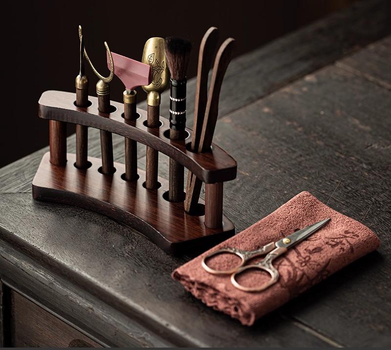 Solid Wood Tea Ceremony Six Gentlemen Set Kung Fu Tea Set Accessories Daquan Tea Table Tray Tea Making Tools Tea Scraping Set