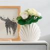 Creative Striped Scallop Ceramic Vase, Interior Decoration Ornament, Dining Table Flower Arrangement Container, Home Decoration