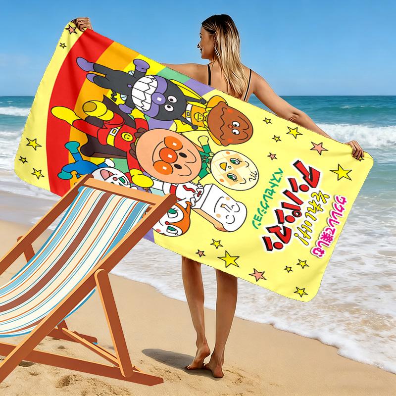 Cute Bread-man Anime 2D Flat Print Beach Towel, Large Soft Quick Dry Towel for Beach Camping SwimmingZSTJ0915322