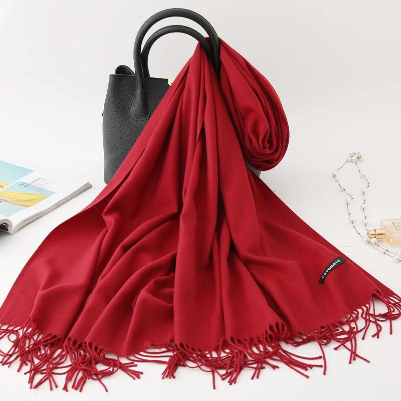 Autumn Winter Solid Imitation Cashmere Scarf for Men Women Tassel Intensification Warm Shawl Fashion Necklaces Wrap Long Scarves