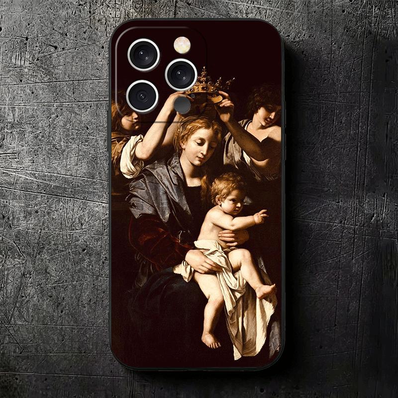 Renaissance Ästhetik Kunst Malerei Weiche Handyhülle für iPhone 16 16E 17 Air 15 Pro Max 14 Plus 13 Mini 11 12 7 Schwarze Hülle Rückseite