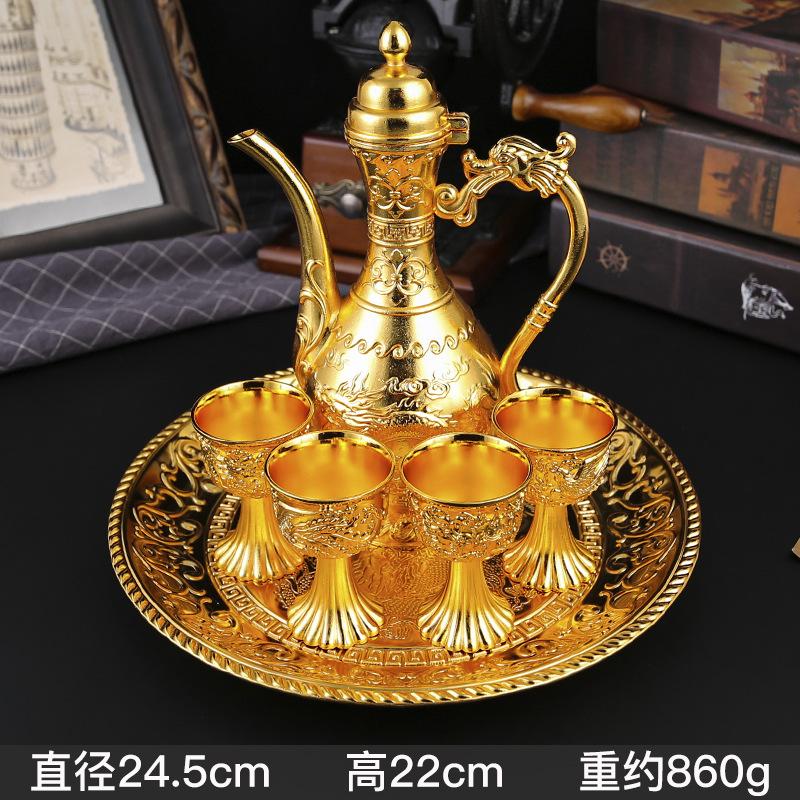 Retro Palace Wine Set Household Wedding Holiday Supplies Metal Bar Set Classical Ornaments Gift Decanter Barware Wine Jug Cup