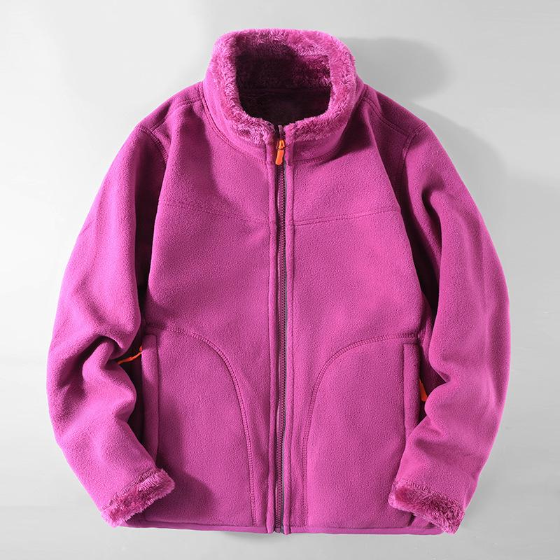 Boys and Women's Double-Sided Coral Fleece Jacket - Warm, Thickened Autumn/Winter Cardigan for Outdoor Use
