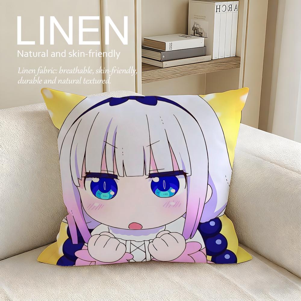 Miss Kobayashis Dragon Maid Cushion Cover Linen Decorative Pillowcase Set Pcs x Breathable Washable Sofa Cushion Cover