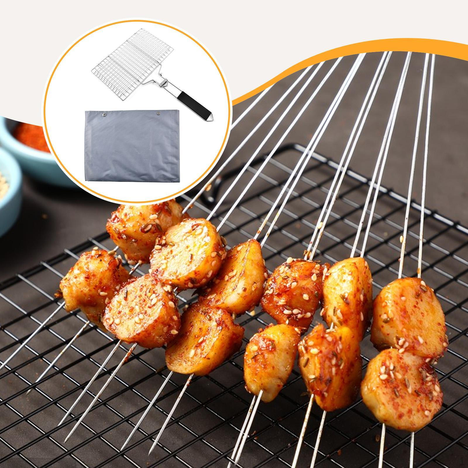 

Корзина для гриля барбекю Походная решетка Многоцелевая сетка для барбекю из нержавеющей стали для рыбы L