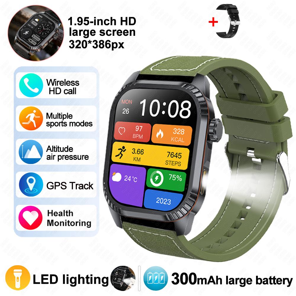 2026 New GPS Tracking Smart Watch 1.96inch HD Screen LED Flashlight Multiple Sport Modes Waterproof Bluetooth Call Smart Watch
