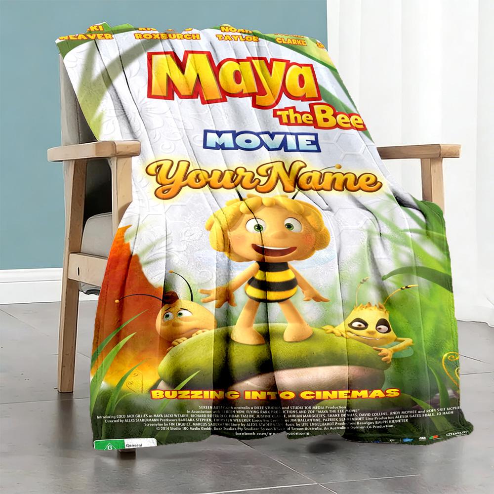Biene Maja Customize Text Blanket Cozy Customizable Blanket Comfortable for Livingroom Office Office Chair Picnics All-Season Use