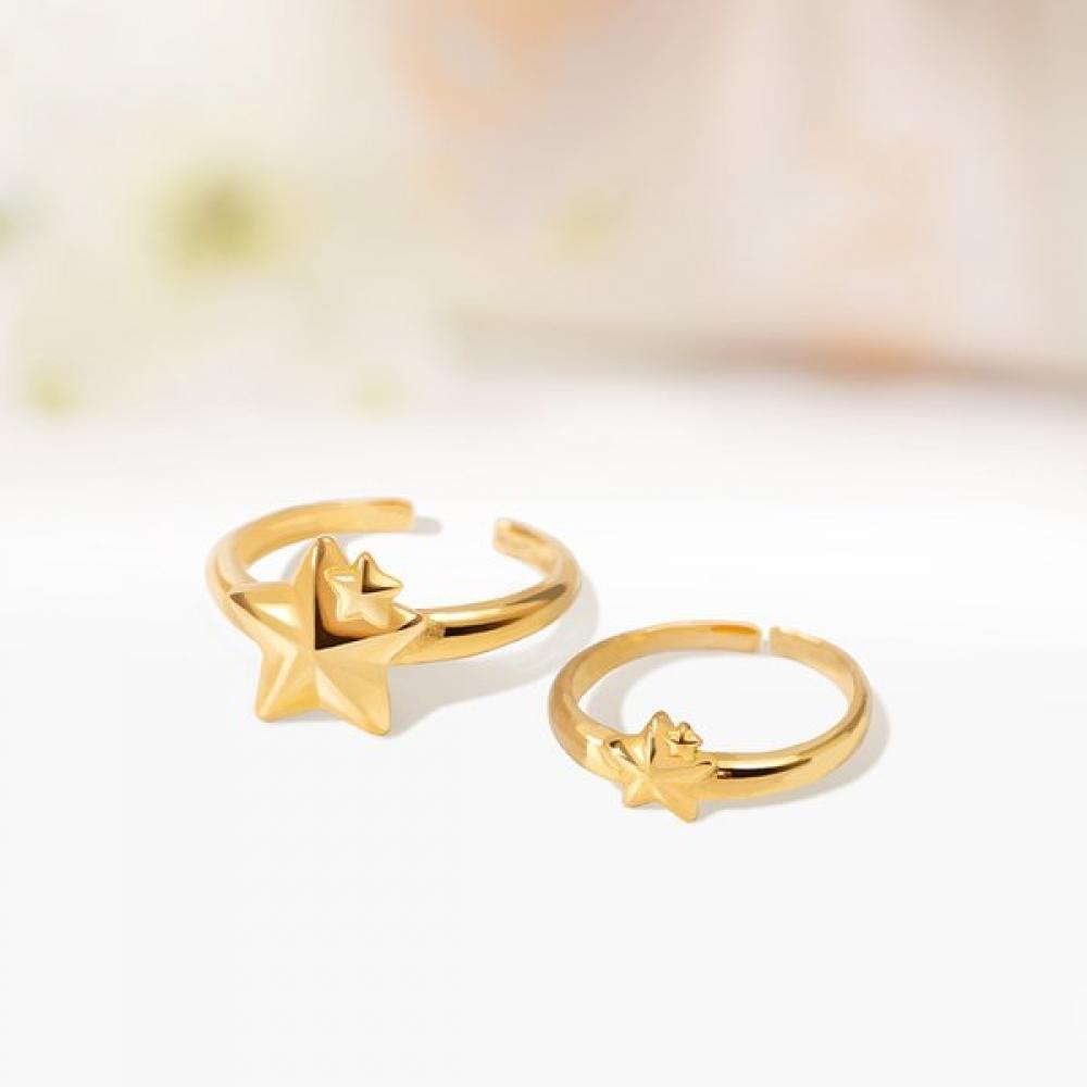Porti 24k Gold Double Star Stone Ring 1.875g