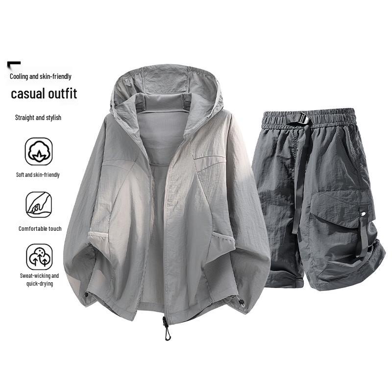 VUUG Unisex Outdoor Sun Protection Hooded Top & Shorts Set XL