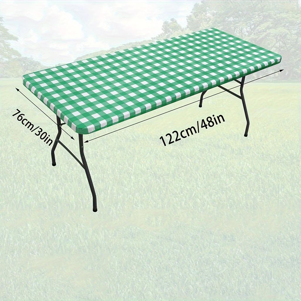 Waterproof Vinyl Tablecloth with Flannel Backing - Stylish Buffalo Check, Elastic & Non-Slip - Ideal for Dining, Camping