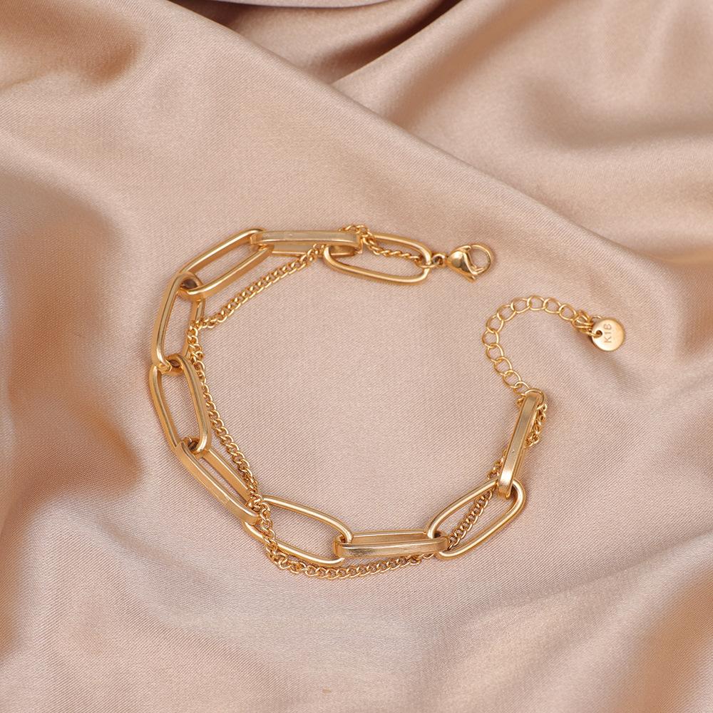 Titanium steel stainless steel retro fashion gold bracelet hot-selling niche simple Internet celebrity jewelry