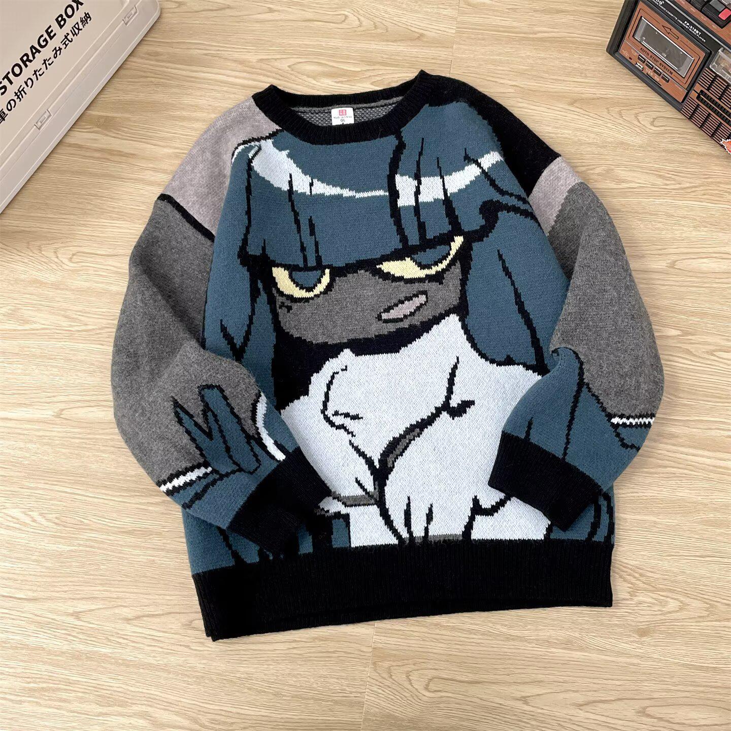 

Anime Pattern Knitwear - Winter Warm Color Block Round Neck Long Sleeve Top 2XL синій