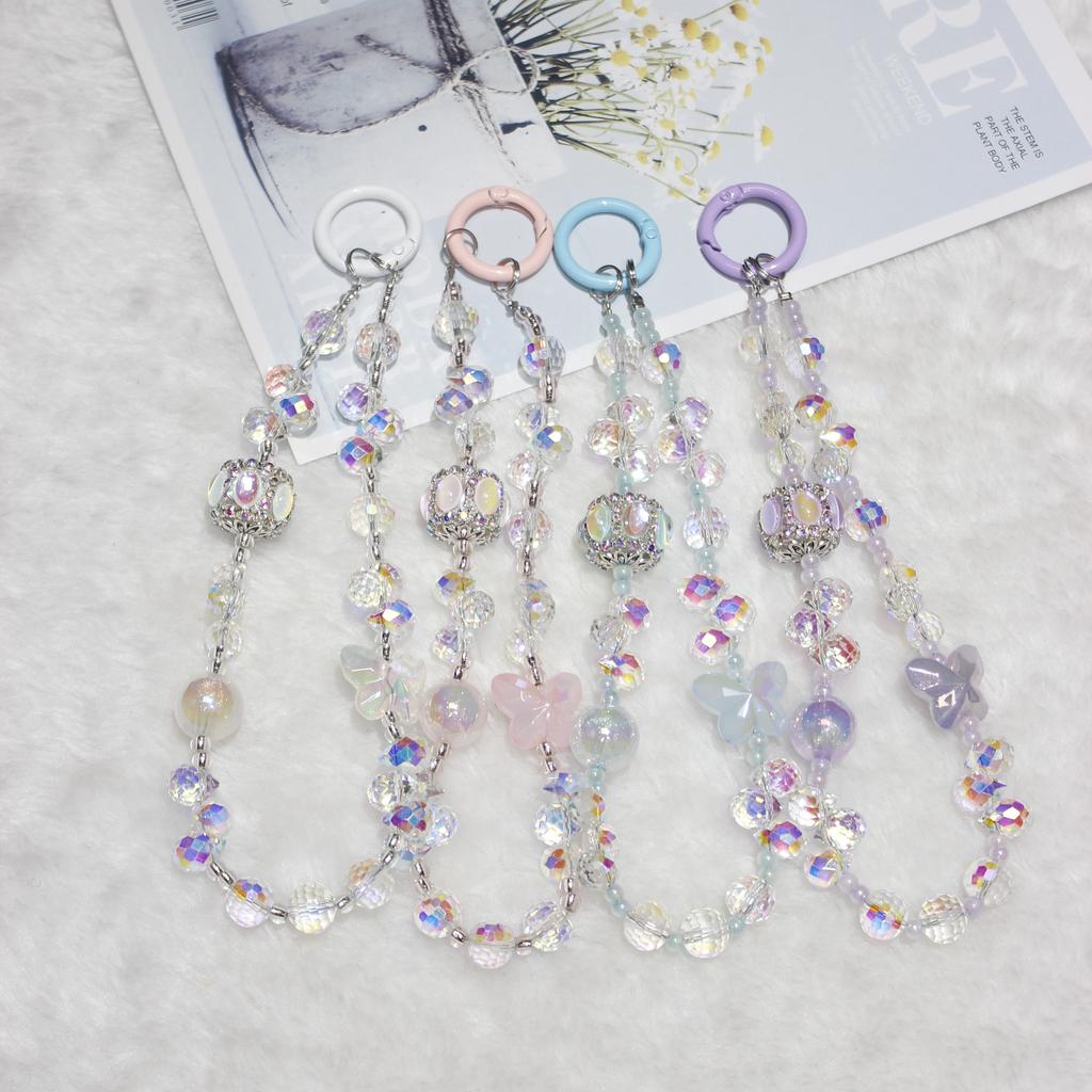Cell Phone Lanyard 30cm Lantern Water Drop Beads Charm Phone Chain Wrist Strap