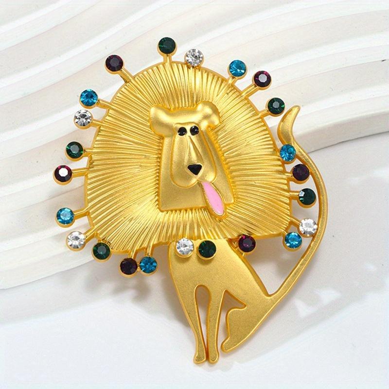 1pc Vintage Lion Brooch - Elegant Retro Jewelry with Golden Mane & Expressive Eyes, Statement Piece for Parties, Everyday or Special Occasions - Anima