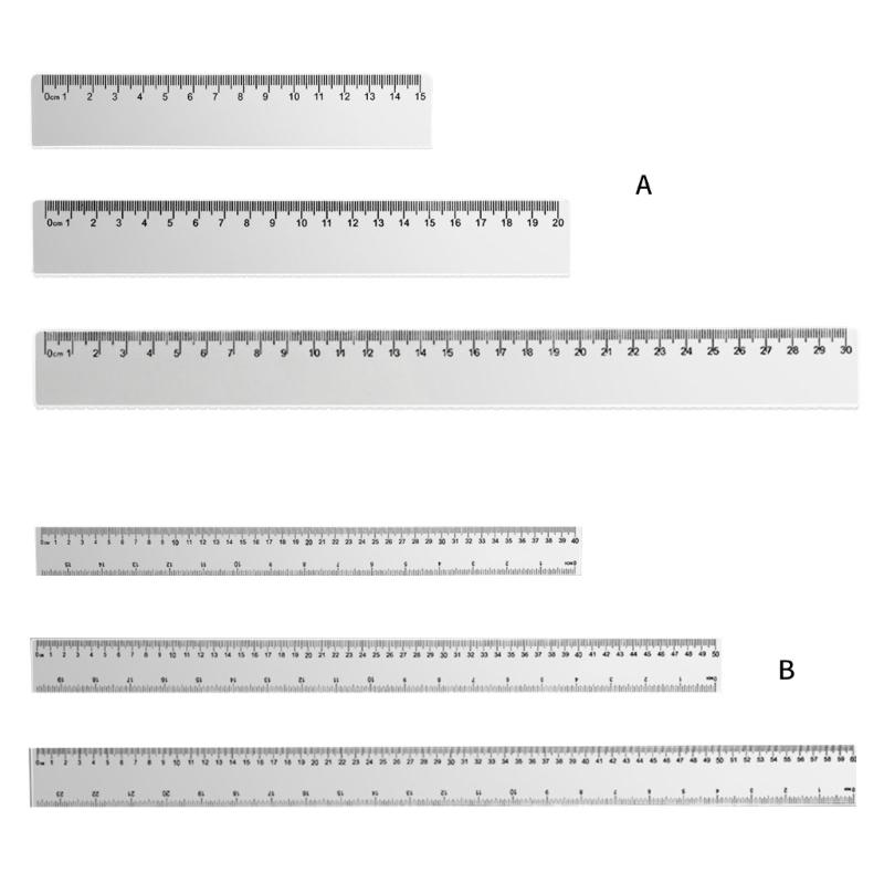 3Piece Set Transparent Rulers Friendly Material Multi Purpose Drawing Tool For Art Design Architecture