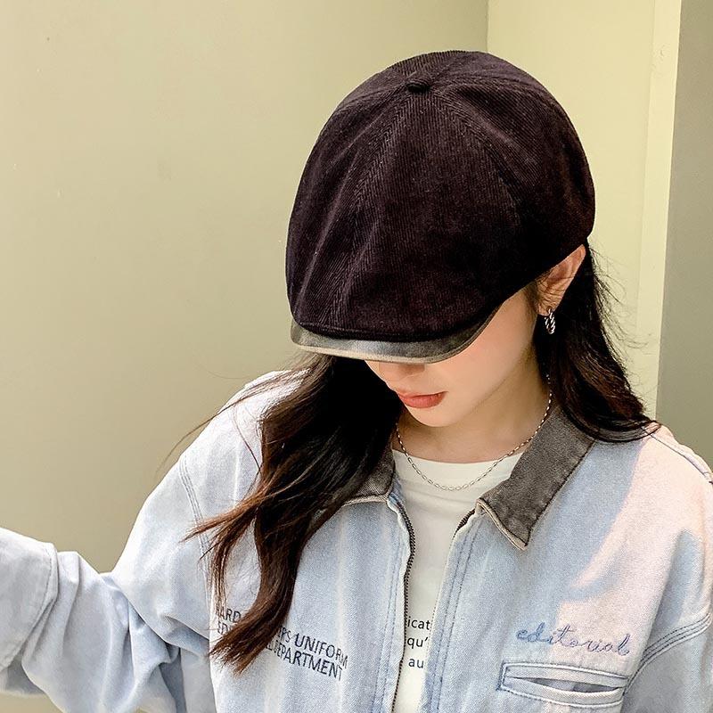 British style retro old forward hat children spring and autumn travel versatile face small solid color anti-wearing newsboy hat tide