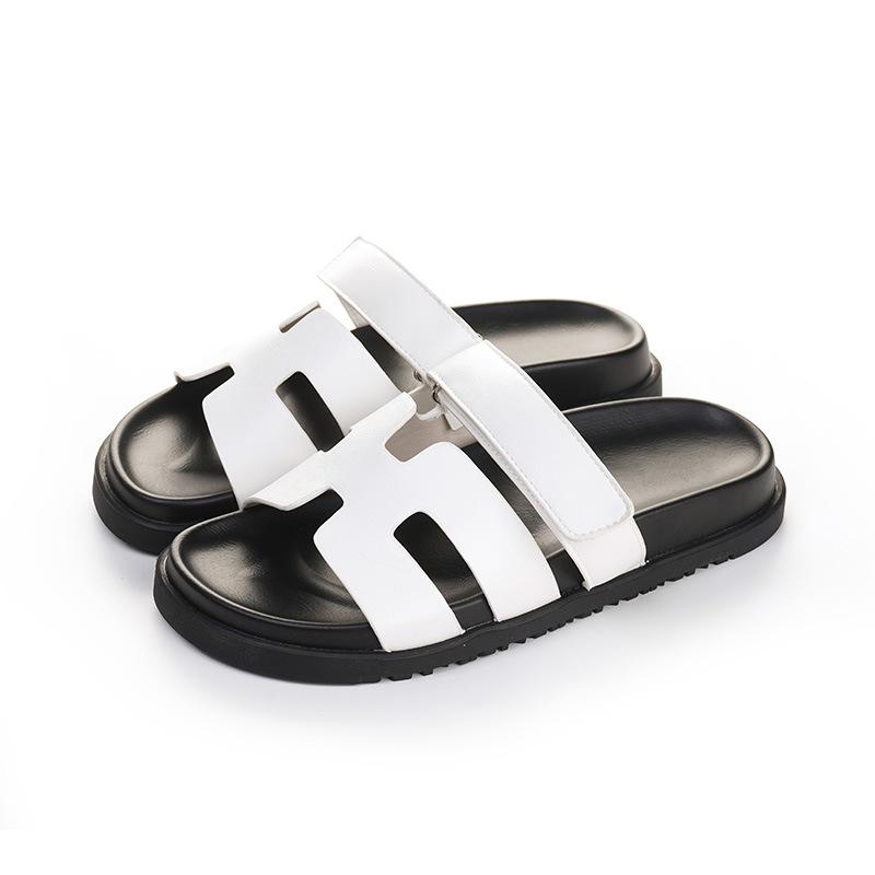 

Женские сандалии-слайды Удобные кожаные сандалии на плоской подошве 34