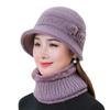 Middle-aged and old knitted rabbit fur hat women's autumn and winter plush warm wool hat hat