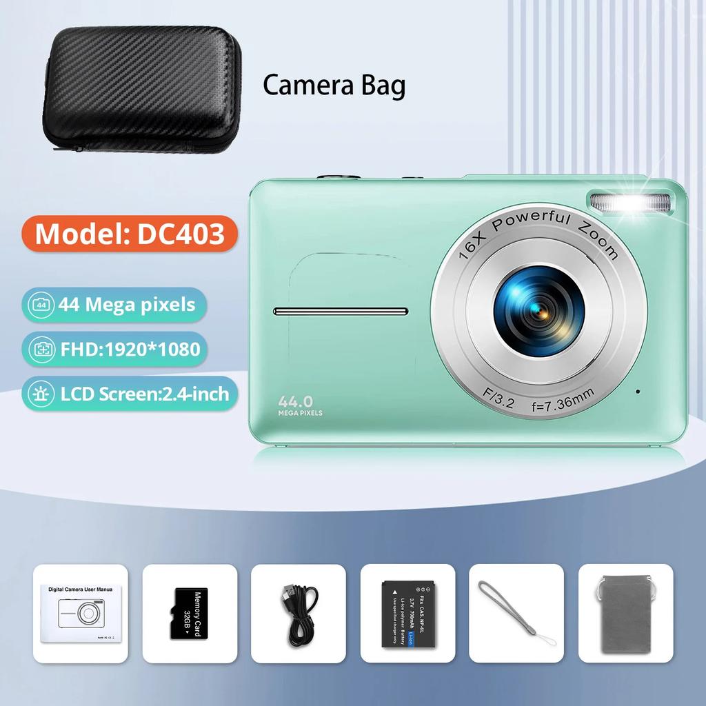 2025 Digital Camera HD 2.4 Inch 1080P Rechargeable Cameras with 16x Zoom Compact Camera for Kid Adult Gift Beginner Photography
