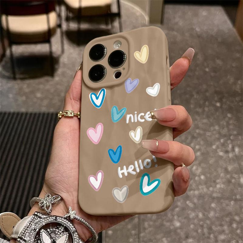 Nice love iPhone11promax mobile phone case is suitable for Apple 11promax fold pattern 11 matte 11.