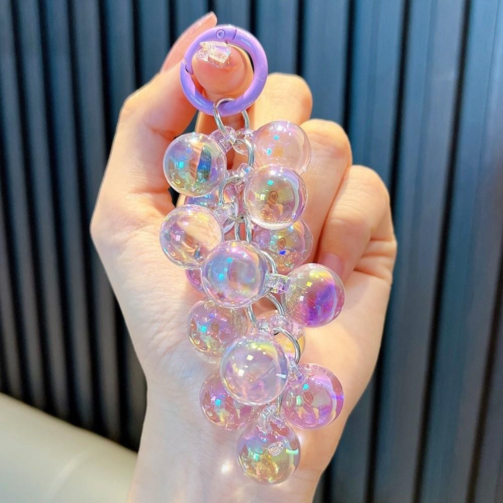 Transparent Grape Pendant Keychain Detachable Backpack Charm Bead String Keychain  Backpack фиолетовый