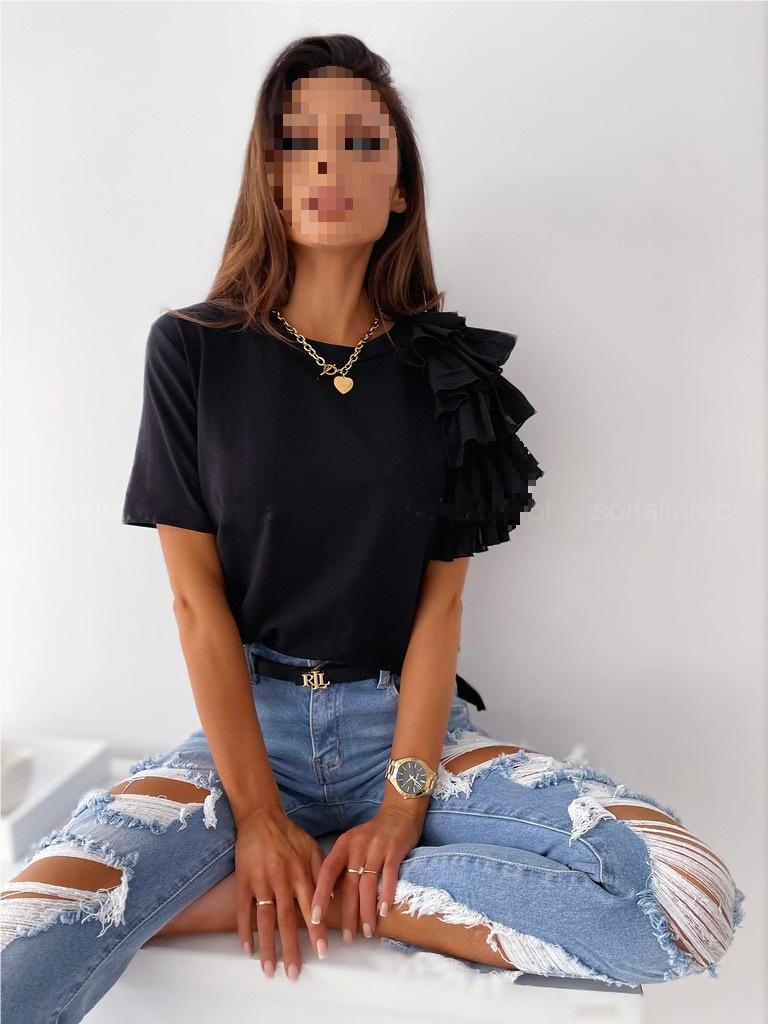 2026 Summer Fashion Women's Ruffle Short Sleeve Round Neck T-shirt, European and American Style