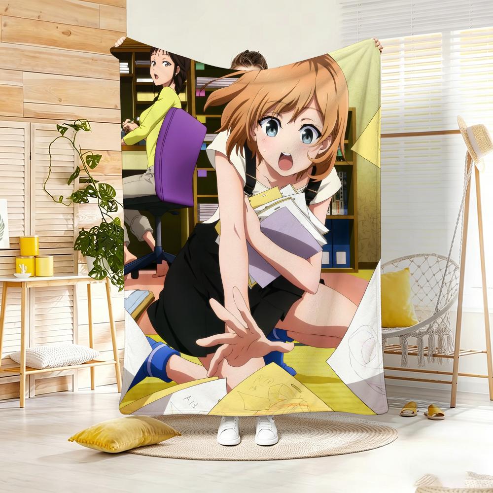 Anime S-SHIROBAKOS Throw Soft Warm Throw Blanket for Bedroom Living Room Bed Travel Camping Picnic Gift