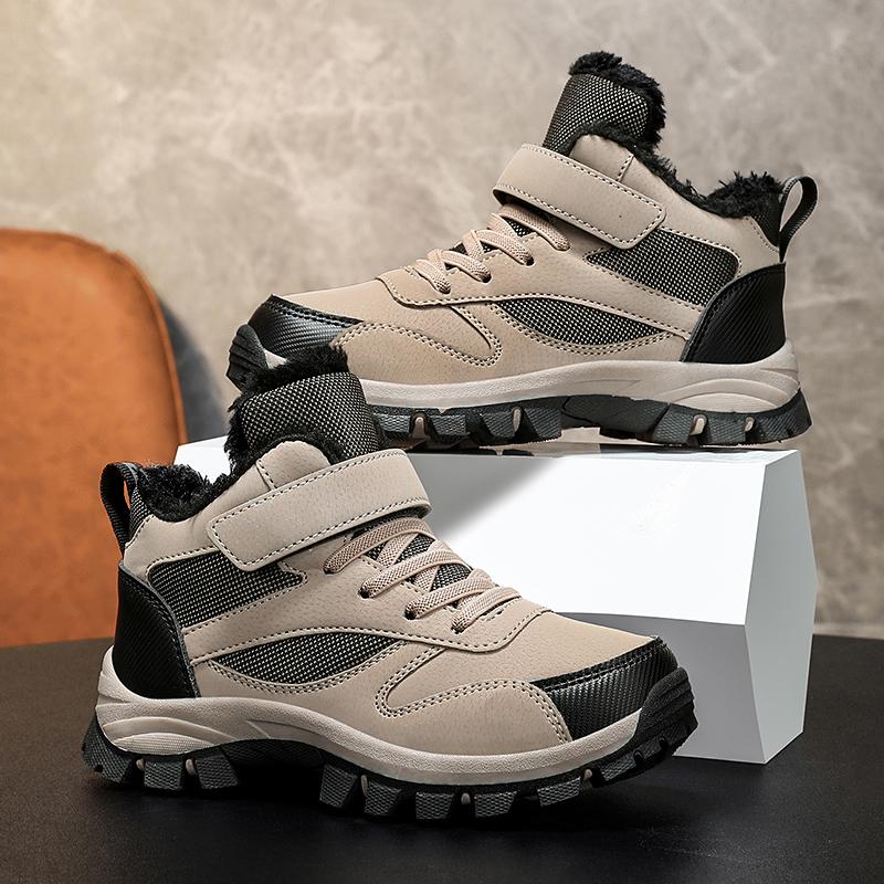 Zimní chlapecké plus sametové teplé venkovní turistické boty bavlněné boty turistické bavlněné boty sněhule