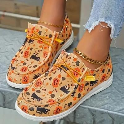 Women Flats Halloween Printing Loafers Casual Shoes  Designer New Sport Light Running Shoes Sneakers Trend Women Zapatilla